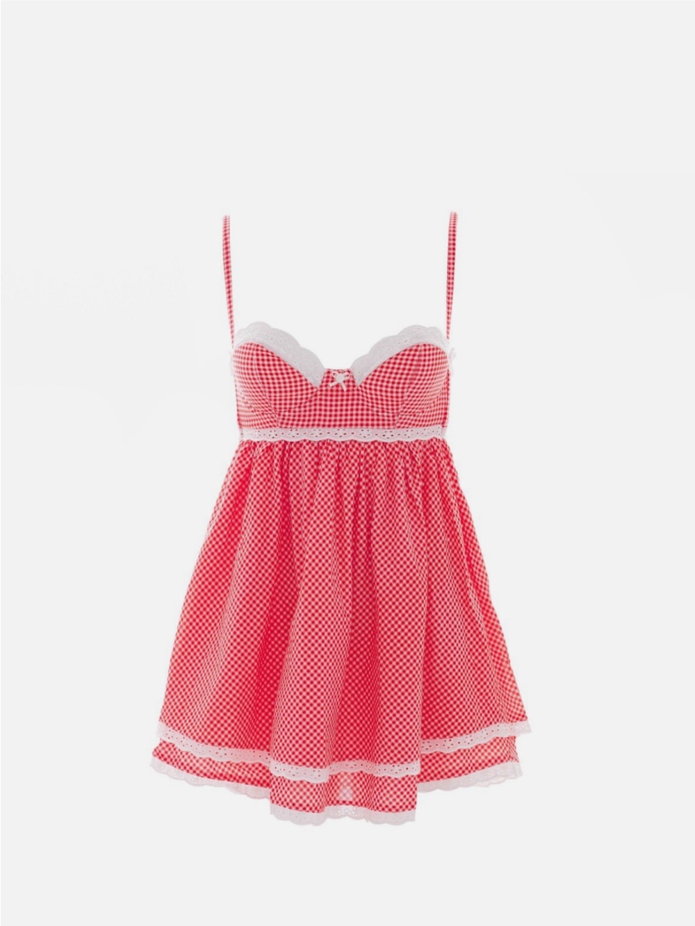 Red Polka Dot Backless Babydoll Dress with Lace Trim